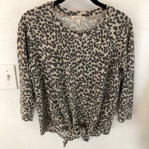 Nine Britton Leopard Knot Front Top